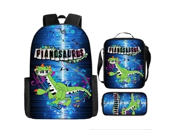 Conjunto De Três Peças De Mochila Infantil Com Estampado De Desenhos Animados: Mochila Escolar Com Alças, Lancheira Térmica E Estojo, Modelo 2