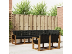 Vidaxl Conjunto De Sofás Para Exterior 8 Pcs Natural E Preto