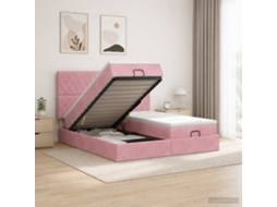 Vidaxl Cama Ottoman Com Colchão E Led Rosa 200 X 200 Cm Veludo