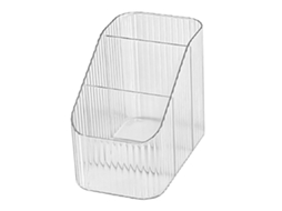 Porta canetas com 3 compartimentos pp transparente organizador de escritório e maquilhagem para mesa com marca