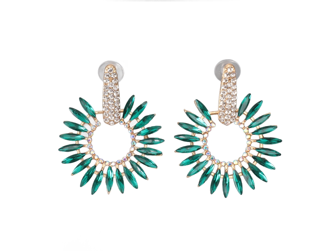 Brincos Pendentes De Strass Estilo Fashion Design Grande