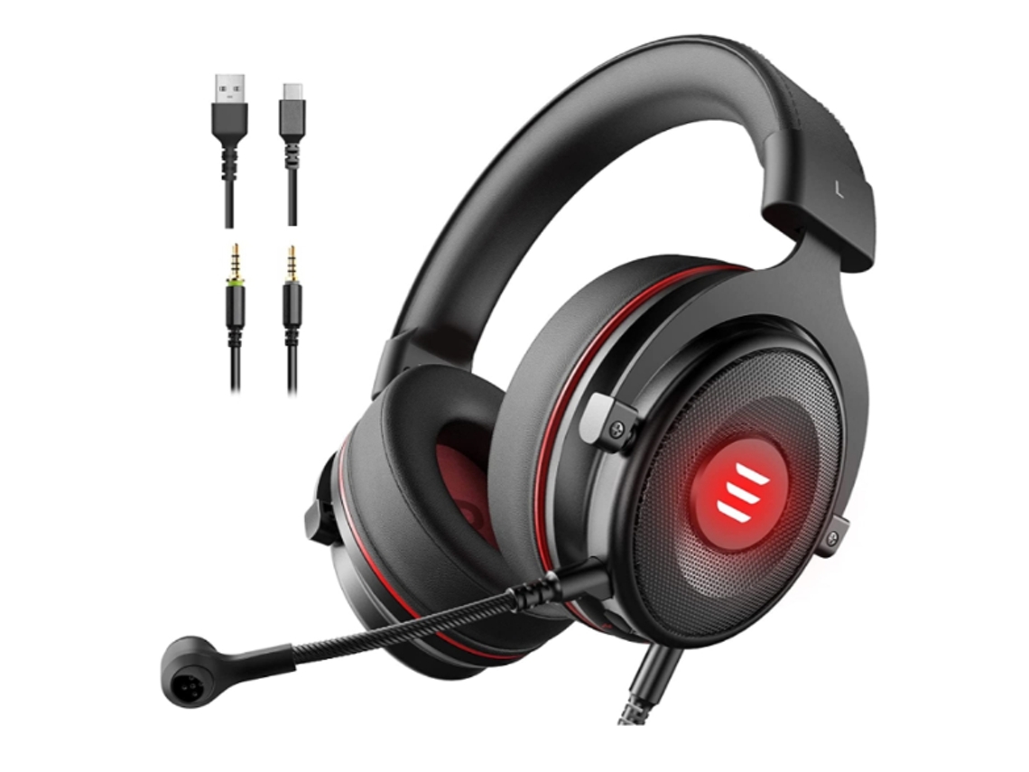 Fone Jogos Usb/3.5mm 50mm Drivers Microfone Removível Macio Protetor Ouvido Preto