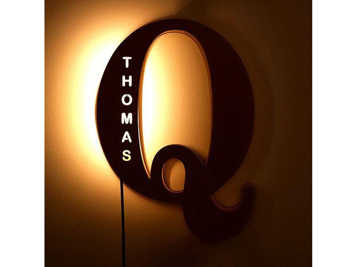 Decoração Personalizada, Luz Noturna De Led, Nome Gravado À Mão, Luminária De Parede Madeira Com Letras, Presente