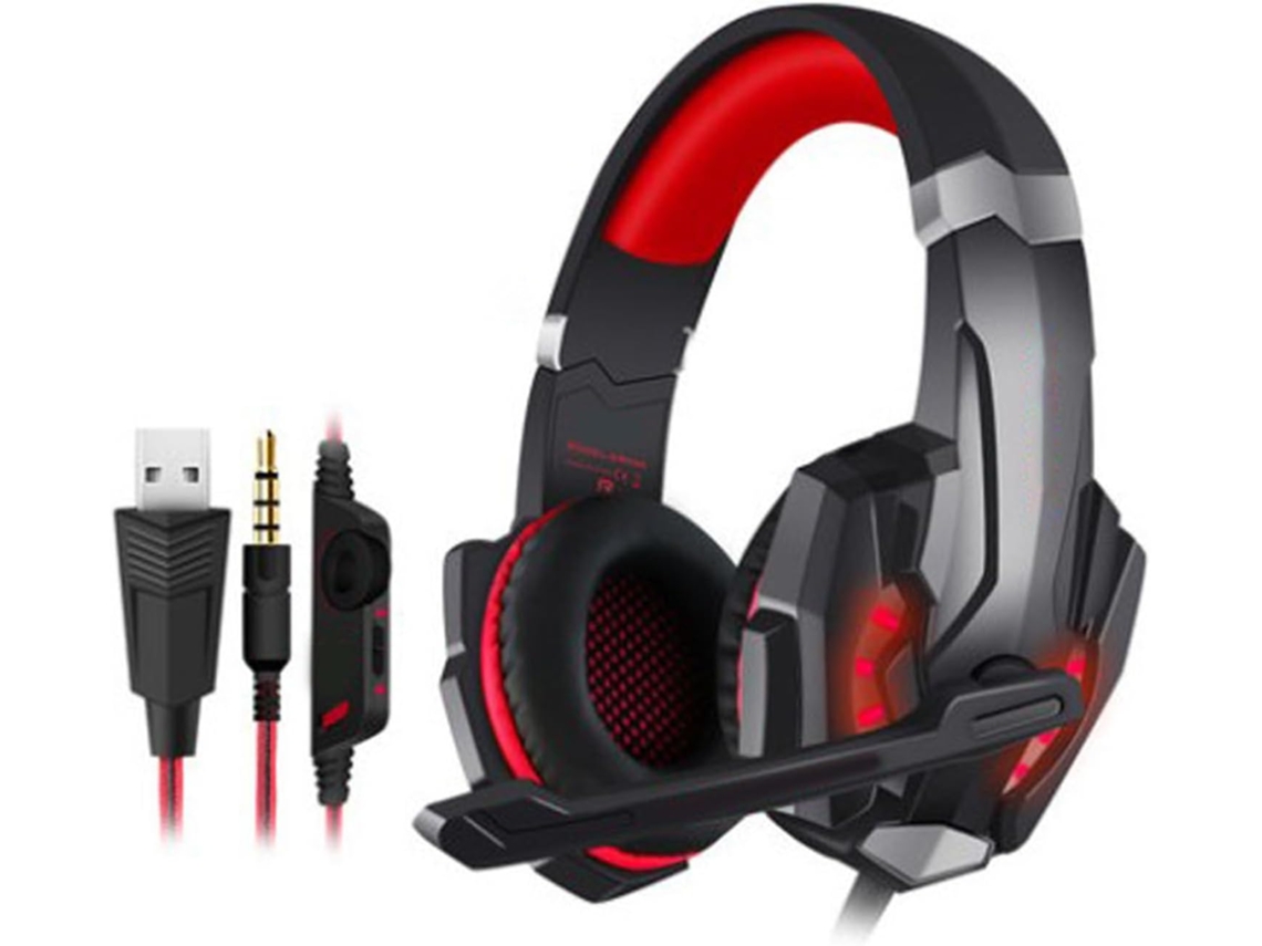 Fones De Ouvido Gamer Com Cancelamento Ruído, Luzes De Led, Graves Potentes, Protetores Auriculares Macios E Arco De