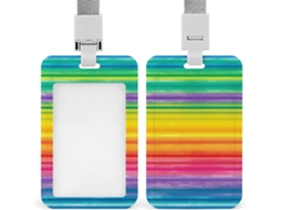 Porta-cartões Crachá, com carimbo arco-íris, carimbo certificado, resistente, plástico, para identificação.