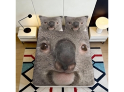 Conjunto de Cama Estampa 3d Rosto de Cão Microfibra com Fronha 120x200cm, 200x25cm S/MARCA