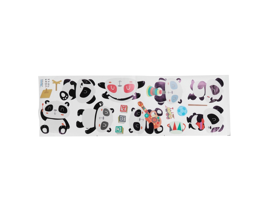 Adesivo de Parede Panda Animado Decorativo Pvc para Sala Quarto Jardim de Infância | S/MARCA