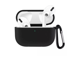 Capa Zruxe Para Apple Airpods Pro Silicone Preta Com Mosquetão (proteção Total, Acessório De Transporte)