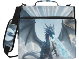 Organizador de Bolsa Dragão de Gelo com Zíper, Pasta com 3 Argolas e Bolsa para Laptop, Tecido Repelente à Água