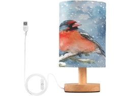 Luminária De Mesa Mnsruu Winter Para Quarto, Sala De Estar, Com Estampas De Avenida, Pássaros, Neve E Aquarela Possui