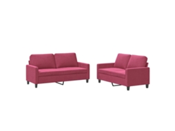 2 Pcs Conjunto de Sofás com Almofadões Veludo Vermelho MAISON EXCLUSIVE