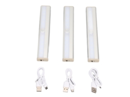 2026 3 Peças de Luzes Led com Sensor de Movimento Sem Fio Recarregáveis Usb Automáticas para Armários e Gabinetes