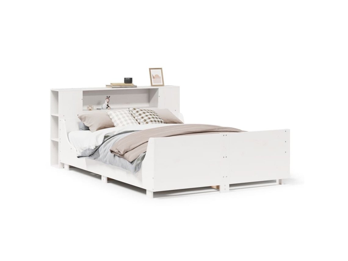 Bed Frame, Bed Frames Vidaxl Branco Madeira De Pinho (135 X 190 Cm)