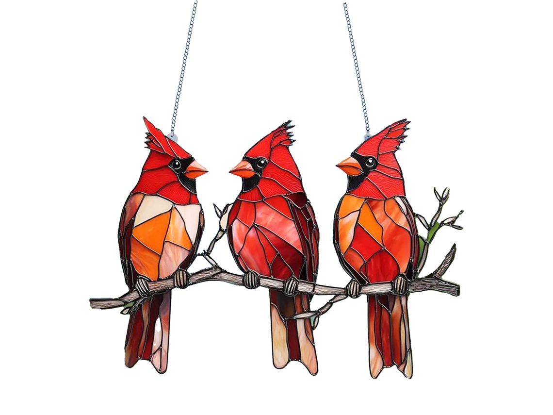 Ornamento de Janela Capturar Luz Coruja Colibri 20cm