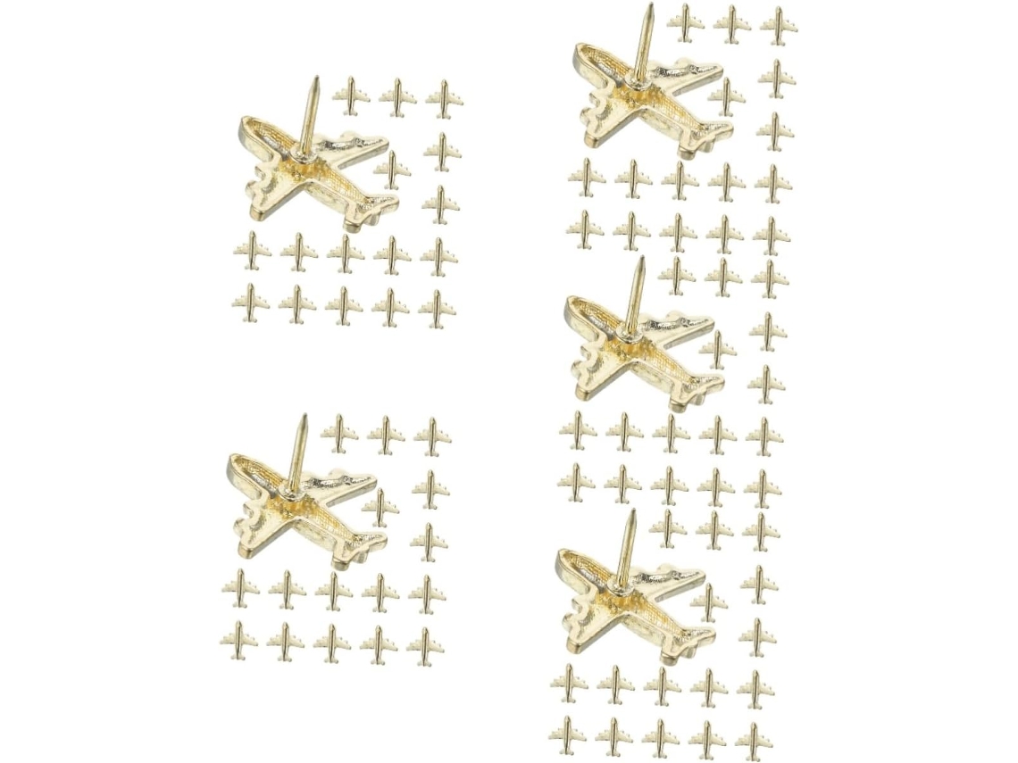 Tehaux 5 Conjuntos De Tachinhas Metal Em Formato Avião, 3d,