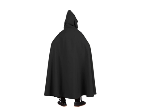 Capa longa medieval preta com capuz infantil