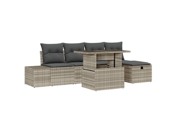 Conjunto 6 Conjunto De Sofá De Jardim Vidaxl Cinzento-claro Vime Pe (100 X 55 X 73 Cm)