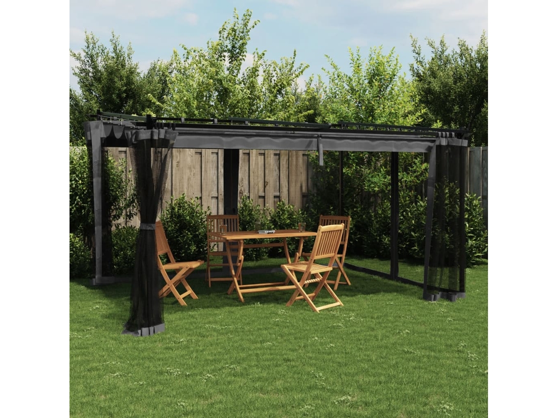 Vidaxl Gazebo Com Paredes De Malha 4x3 M Aço Antracite