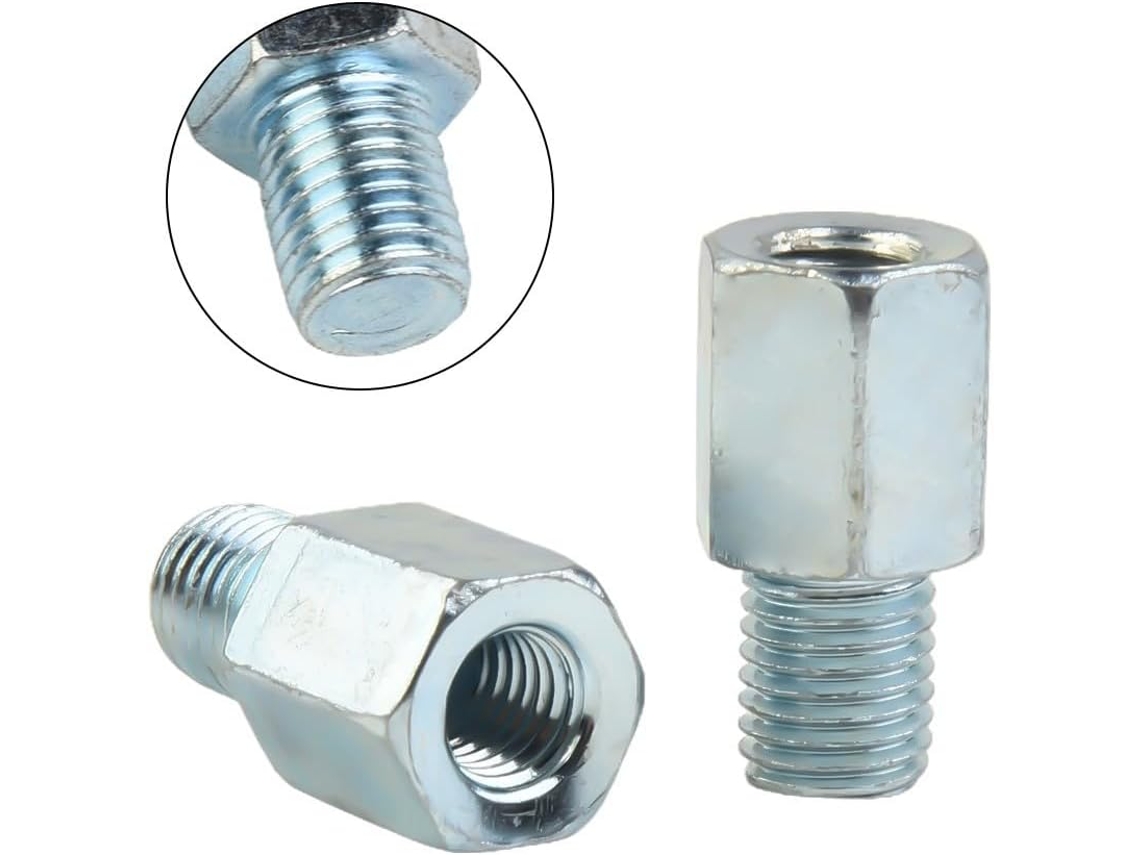 Adaptador De Rosca Espelho Retrovisor Lateral 8mm Macho Para 10mm Fêmea – Cromado Resistente Motos Street, Touring
