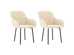 Conjunto 2 Cadeira De Jantar Vidaxl Creme Veludo (57 X 61 X 80 Cm)