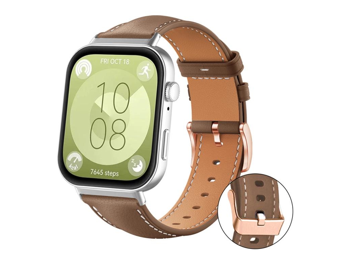 Bracelete para Huawei Watch Fit 4 Pro 4 3 XIAOMOYU couro vegano estampa de tubarão preto com fivela dourada rosa café