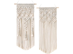 2 Piezas Mural Macramé Tejido A Mano Estilo Boho Decoración Hogar 28" L X 13" W