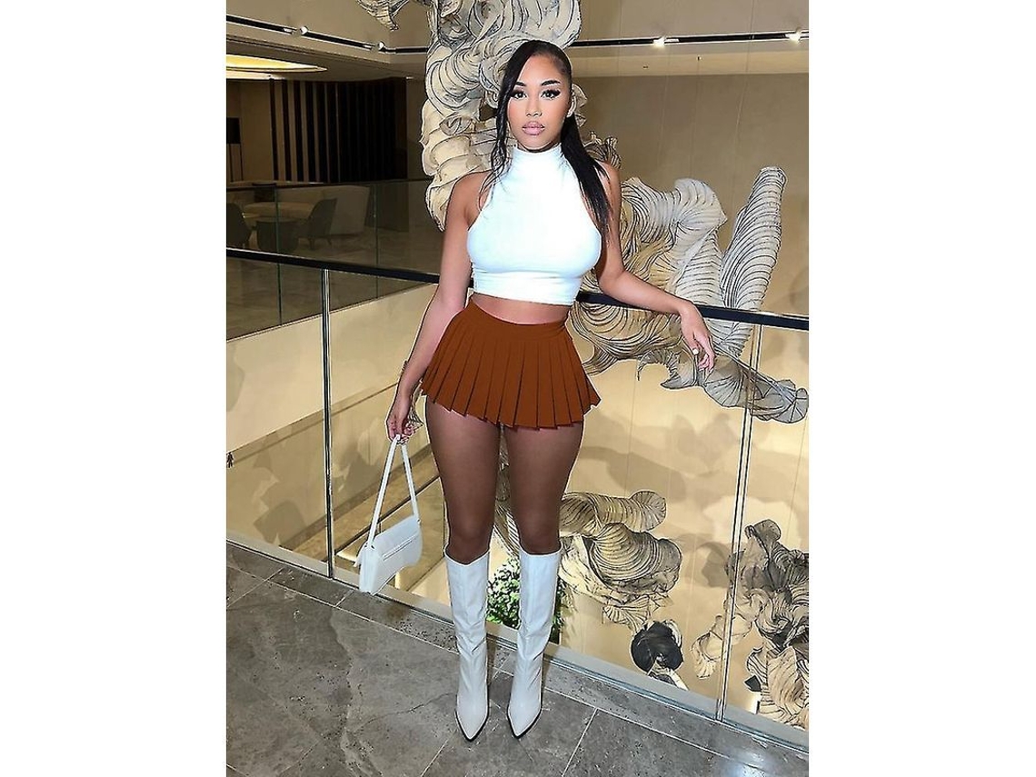 2026 falda Curta Plisada de Alta Elasticidade Haoyuan para Mulher Estilo Y2k Verão 2023 Moda Sexy Club Roupas Streetwear A line Slim Fit