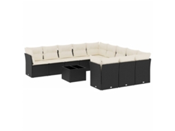 Maison Exclusive - 12 Pcs Conjunto De Sofás De Jardim C/ Almofadões Vime Pe Preto