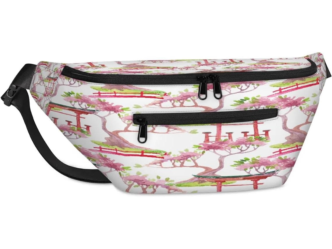 Bolsa transversal TROPICALLIFE com estampa floral japonesa (38x25x19cm)