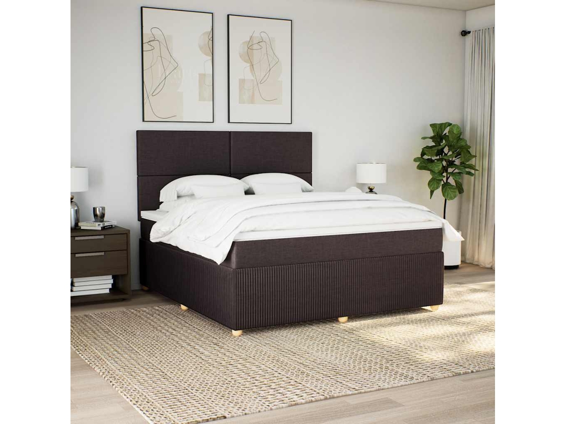 Vidaxl Cama Com Molas/colchão 180x200 Cm Tecido Castanho-escuro