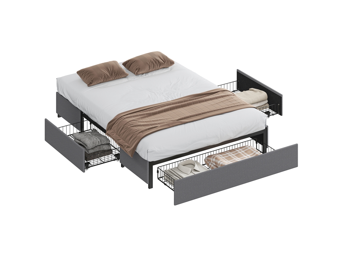 Poltrona Cama com Rodas, Encosto Reclinável, Almofada, 69x82,5x84cm, Cinza