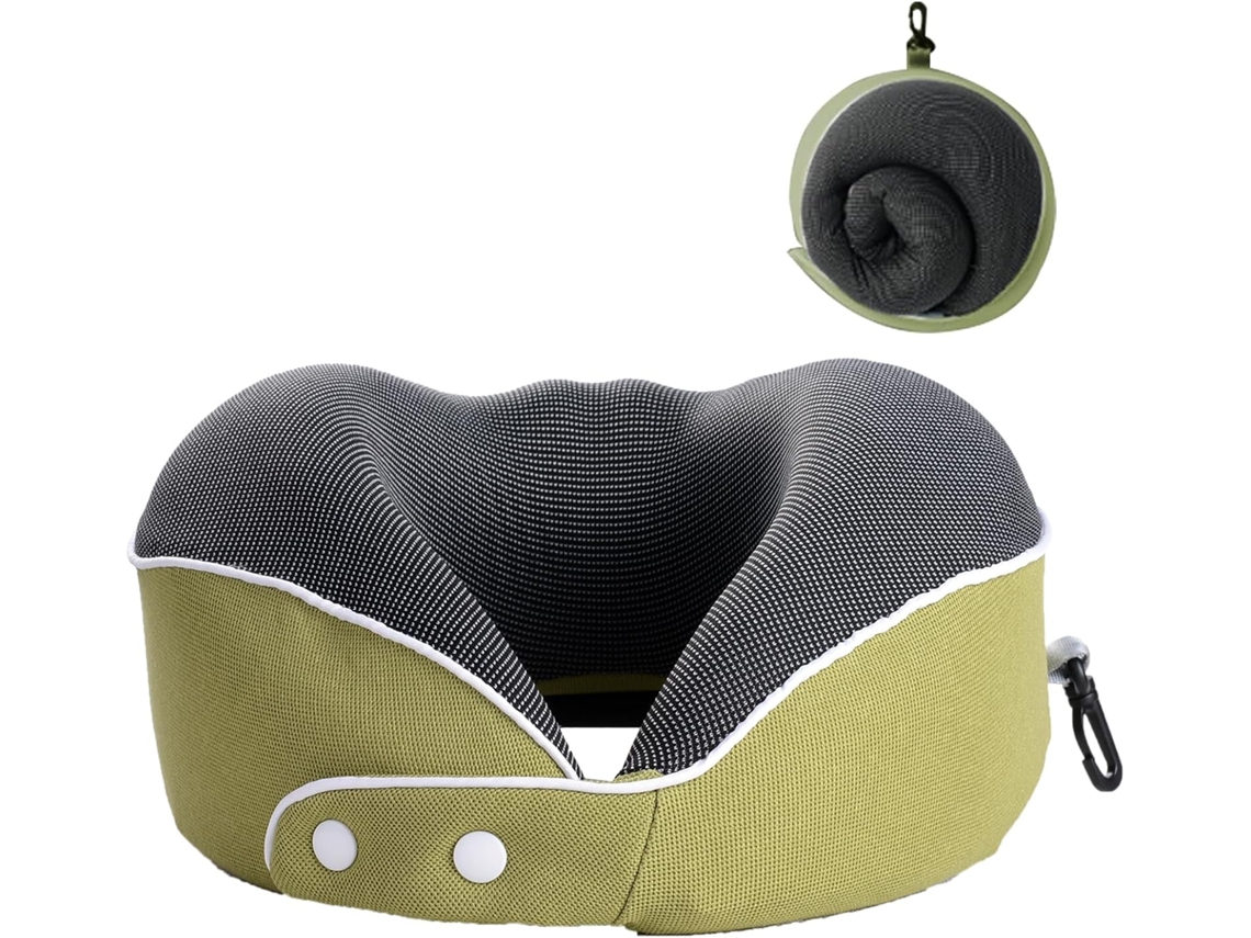 Travesseiro De Pescoço De Espuma Viscoelástica Portátil Em Formato De U Para Viagem, Suporte Cervical, Verde Slowmoose
