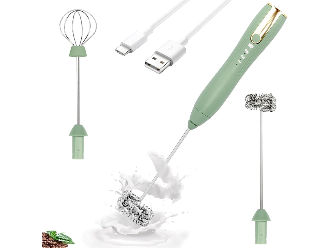 Espumador De Leite Elétrico Portátil Com Batedor Duplo Usb-c – 3 Velocidades Para Latte, Matcha, Chocolate Quente E Ovos Café