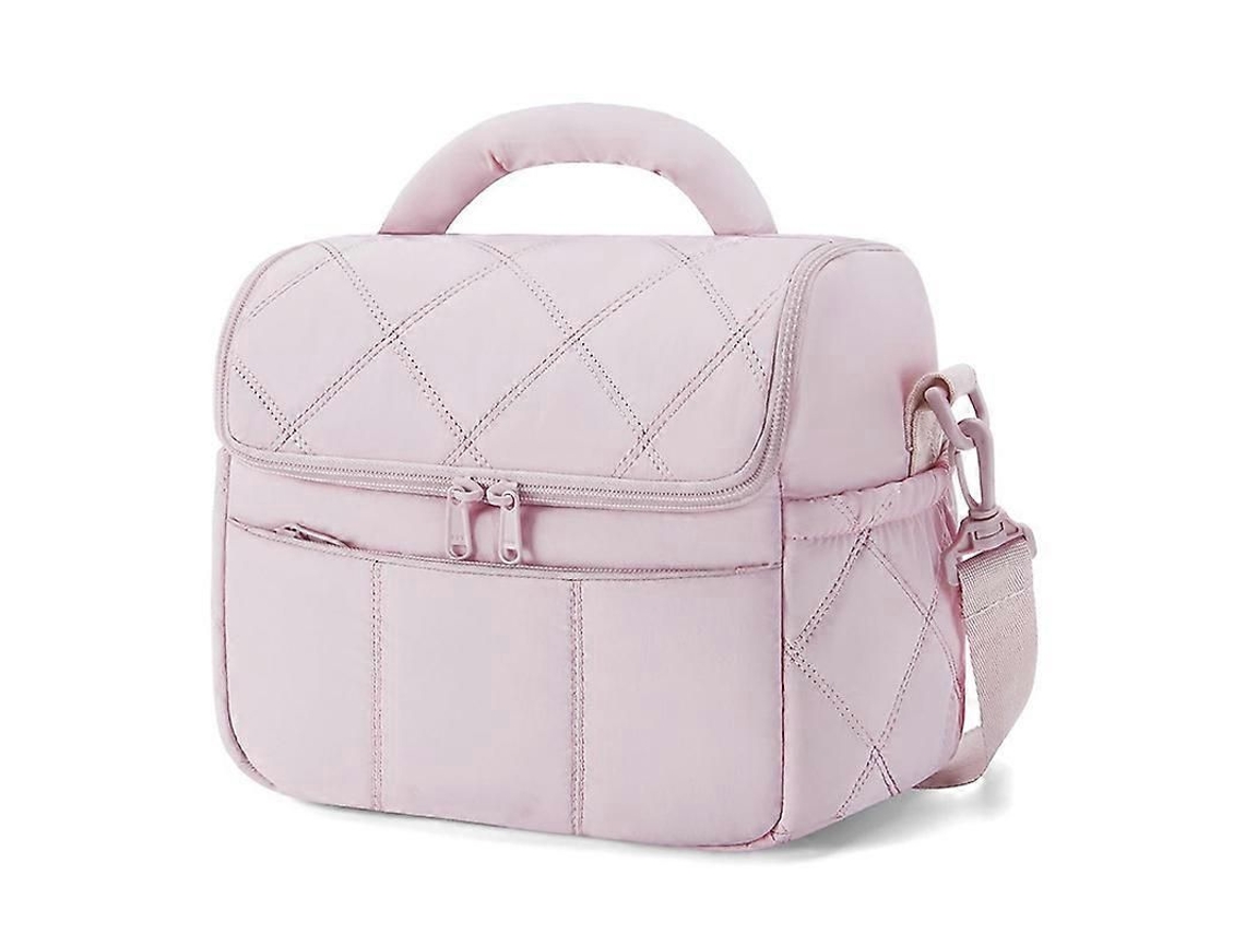 Bolsa De Almoço Isotérmica Adorable Com Design Patchwork E Isolação Por 6 Horas - Leve E Portátil Rosa