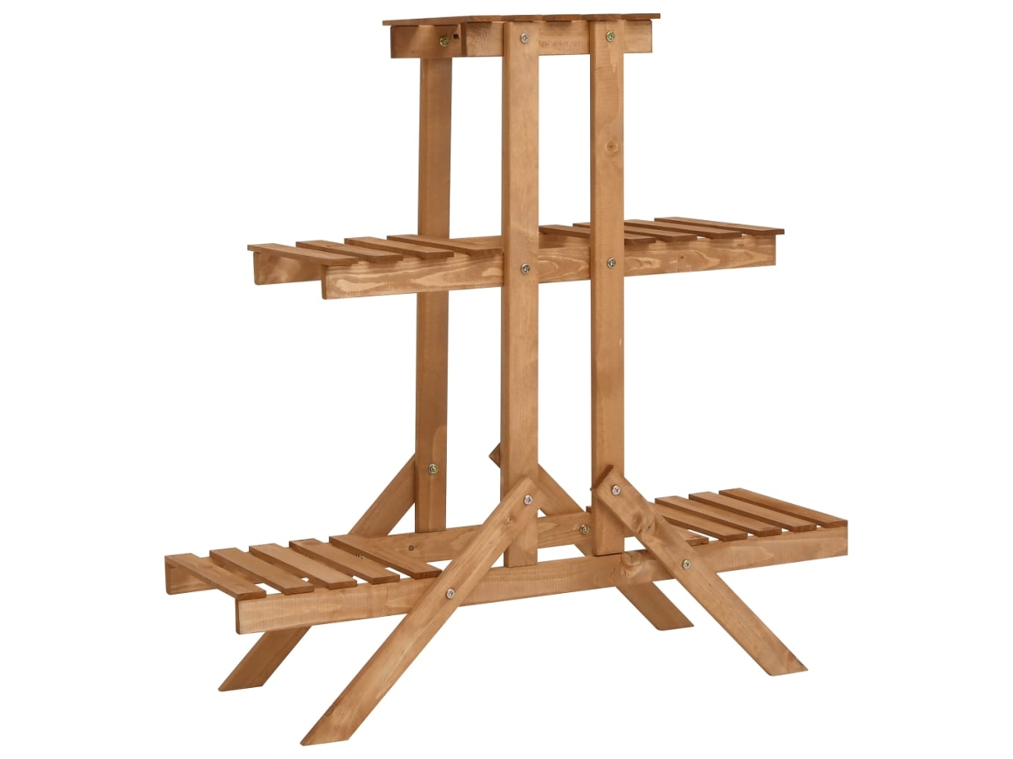 Plant Stand, Plant Stands Vidaxl Marrom Madeira (83 X 25 X 83 Cm)