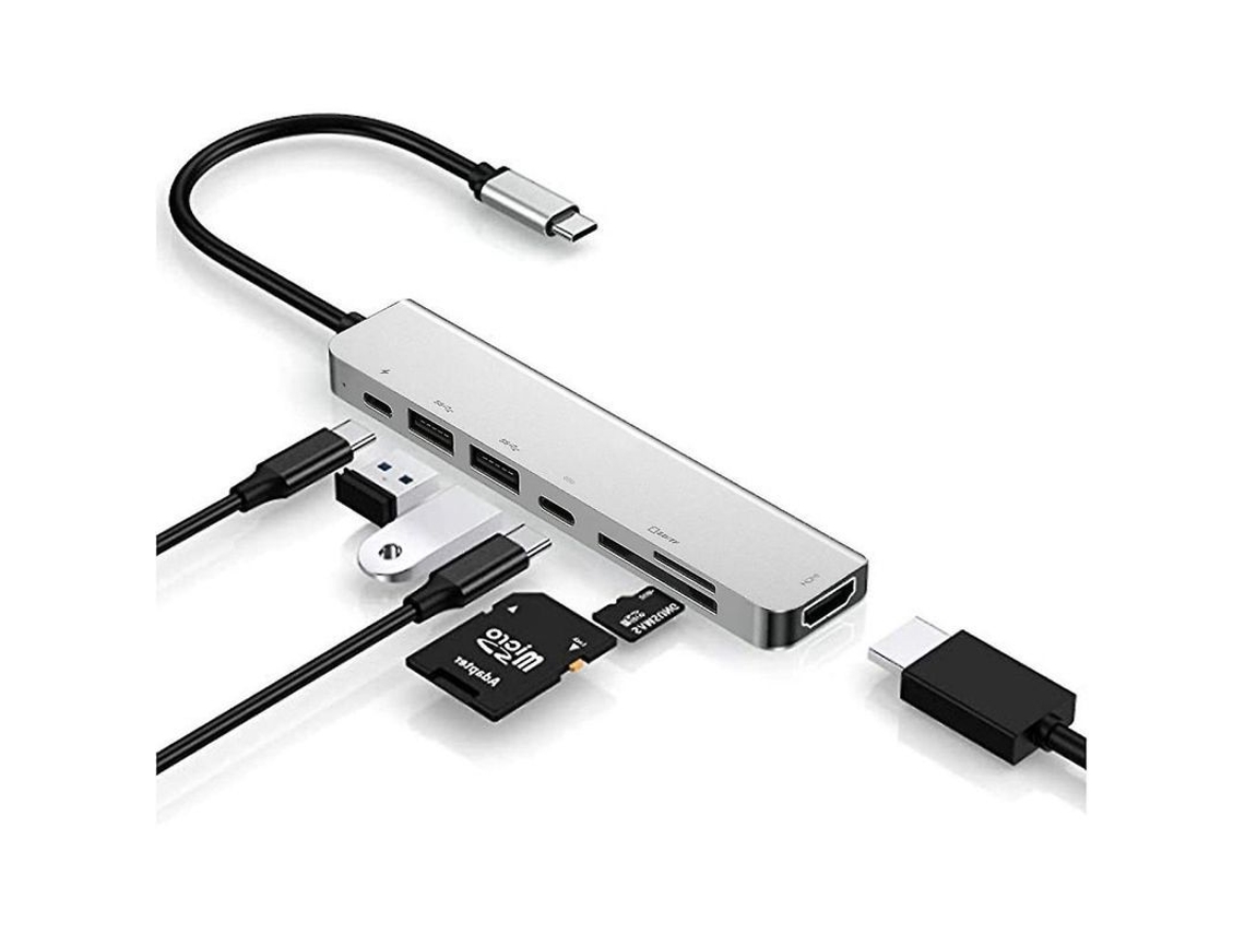 2026 adaptador Hub Usb C com Hdmi 4k 60hz, Carregamento Pd 87w, 2 Portas Usb e Leitor de Cartões Sd/tf Ouo