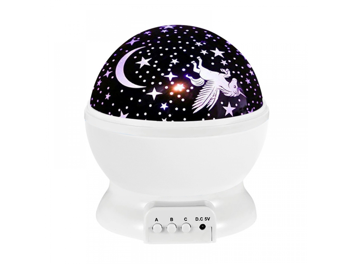 Lâmpada de Projeção Led, Luz Ambiente Romântica, Novo Projetor Infantil de Mundo Fantástico com Rotação, Unicórnio e Céu Estrelado BRILVIBERA (branco)