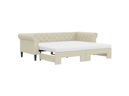 Sofá-cama Com Gavetão Vidaxl Creme Couro Sintético