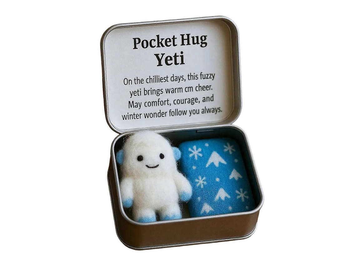 Boneco Pocket Hug Yeti De Feltro, Presente De Inverno
