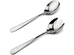 Conjunto de talheres para salada em aço inoxidável 304, 2 peças (colher e garfo), 19,5 cm, próprio para lava-louças.