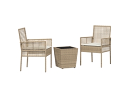 Conjunto 3 Conjunto De Jardim Vidaxl Bege Vime Pe (41,5 X 41,5 X 44 Cm)