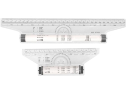 Régua paralela de plástico, 2 peças, para desenho arquitetônico, rolos de medição para desenho de círculos, ideal para