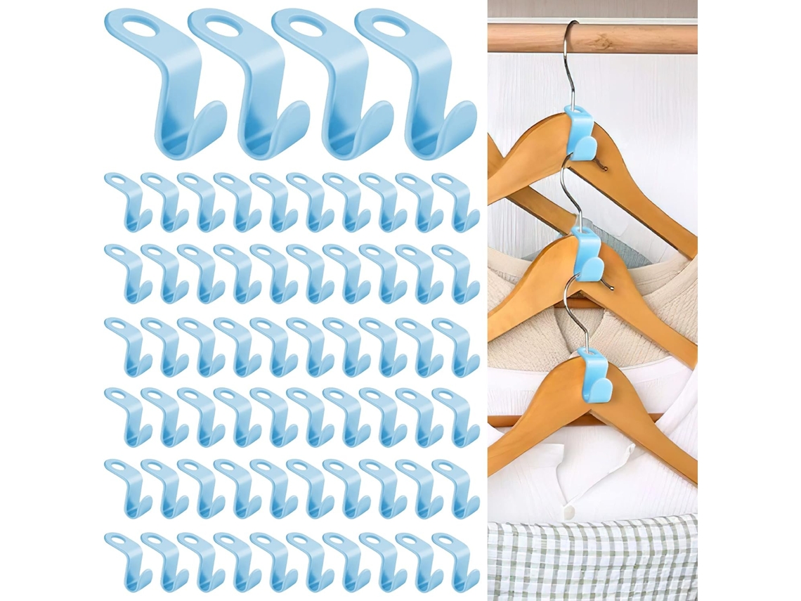 Conjunto De 50 Ganchos De Conexão Para Cabide (azul), Mini Cabide Cascade C