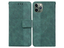 Capa De Couro Com Relevo Geométrico Para Iphone 11 Pro, Verde