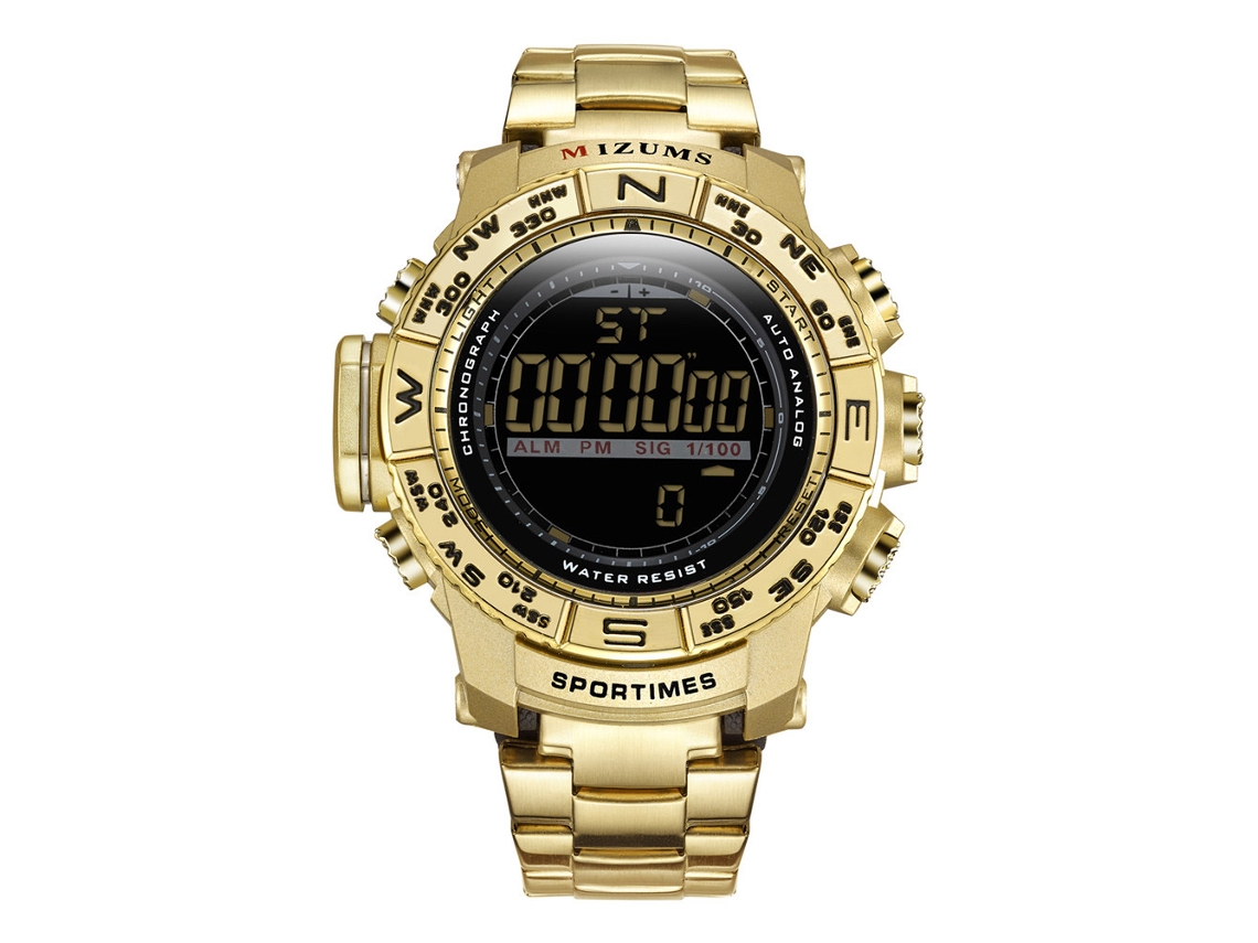 Relógio de pulso de quartzo com pulseira de aço inoxidável, estilo casual, à prova d'água, dourado, Mizums