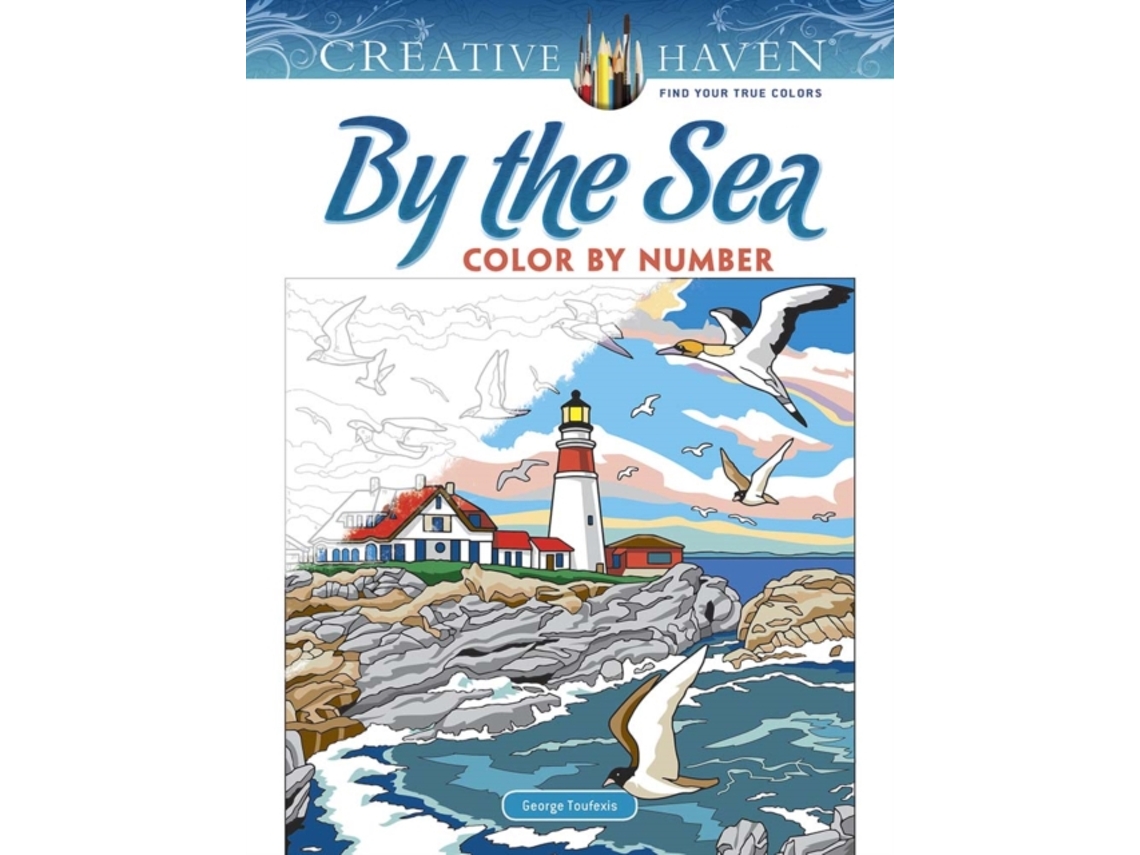 Livro Creative Haven By the Sea Color by Number de George Toufexis (Inglês)