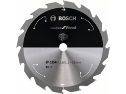 Disco de Serra Circular BOSCH Standard para Madeira Para Serras a Bateria 184x1.6/1.1x16 T16 para Serras Circulares Manuais
