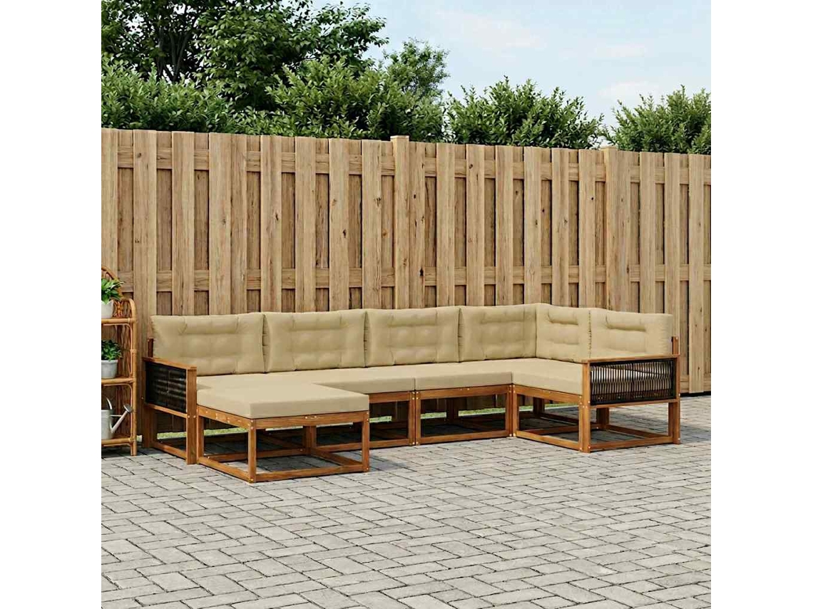 Vidaxl Conjunto De Sofás Para Exterior 6 Unid. Natural E Bege