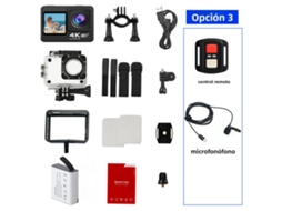 Câmera de Ação 4k 30fps, Tela de 2,0 Polegadas, Wi fi e Controle Remoto, À Prova D'água. MDUG (opção 3)