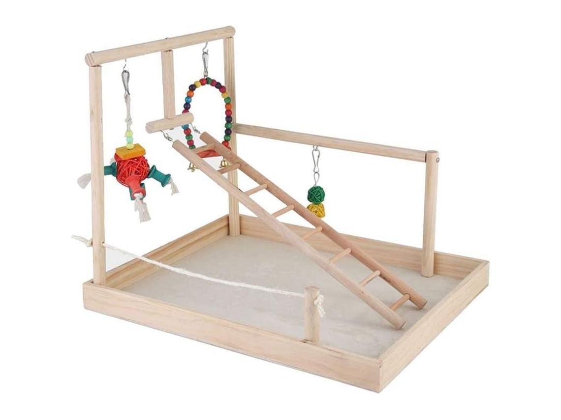 2026 parque de Juego de Madera para Loros, Perchero Entrenamiento Gimnasio para Pajaros Cockatiel